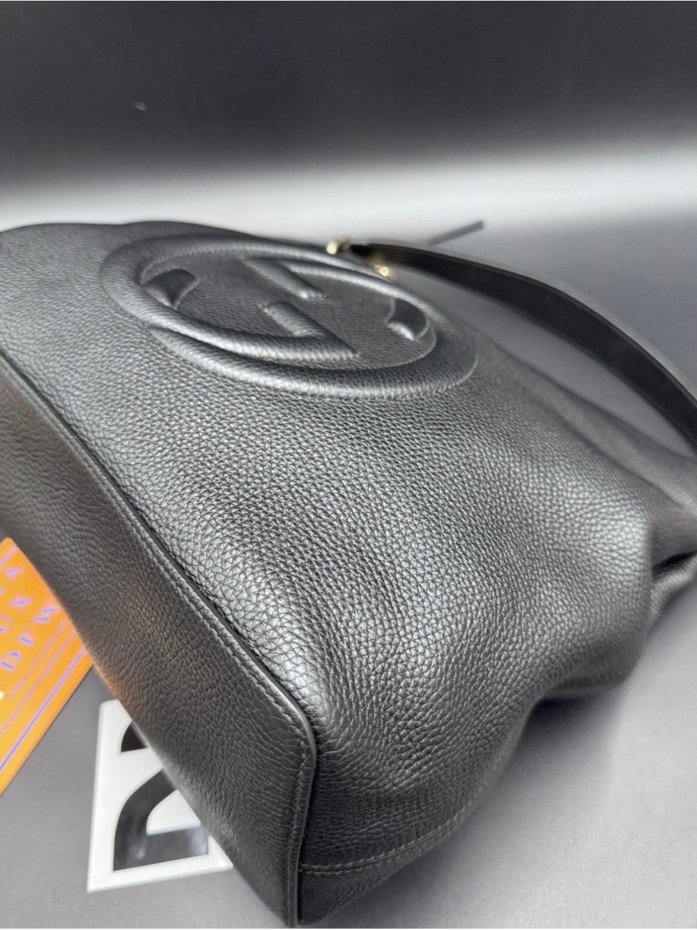Gucci Soho Black Pebbled Leather Shoulder Crossbody Hobo Bag Like New - Picture 7 of 13